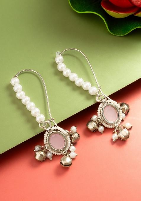 Pink Alloy Drop Earring