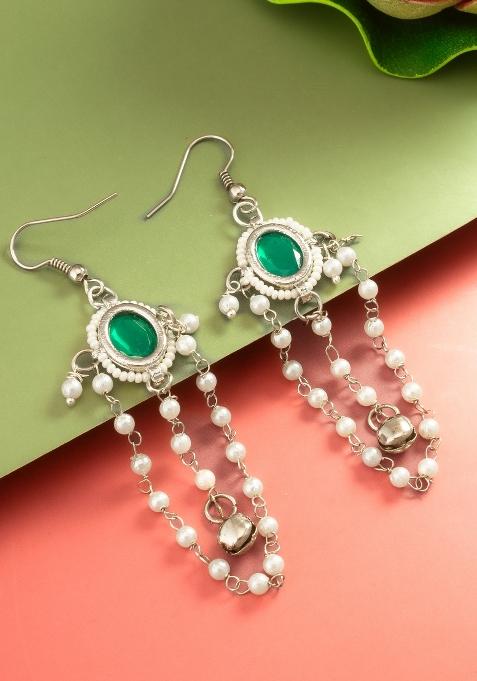Green Alloy Drop Earring