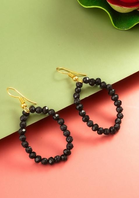 Black Alloy Drop Earring