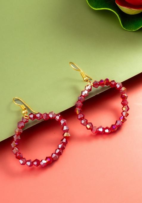 Pink Alloy Hoop Earrings