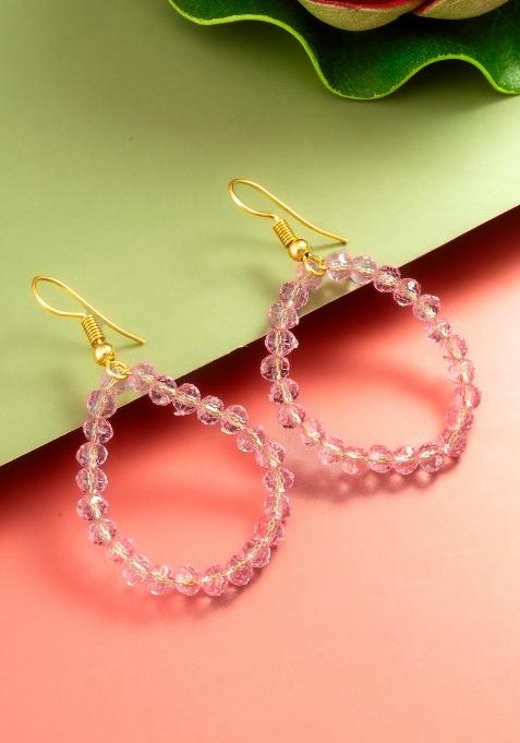 Pink Alloy Drop Earring