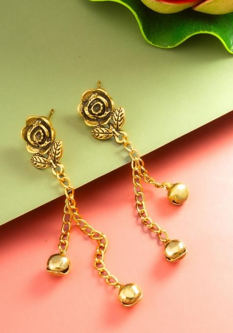 Golden Alloy Drop Earring