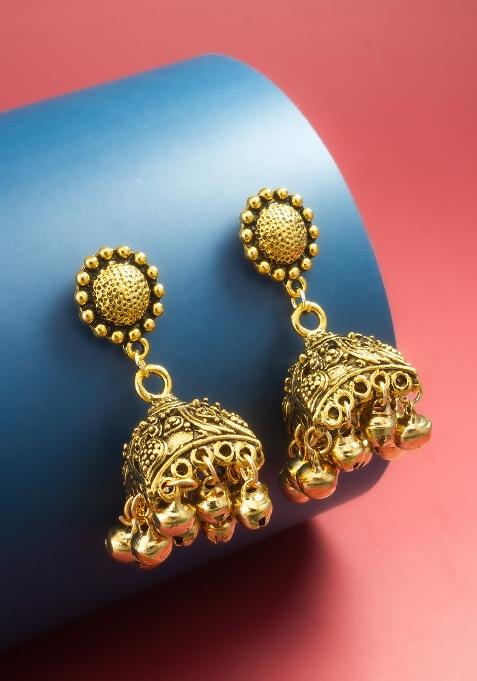 Golden Alloy Jhumka Earring