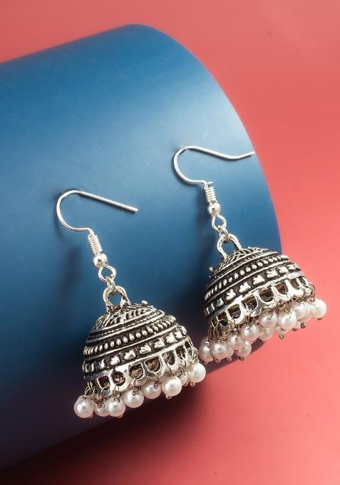 Silver Alloy Jhumka Earring