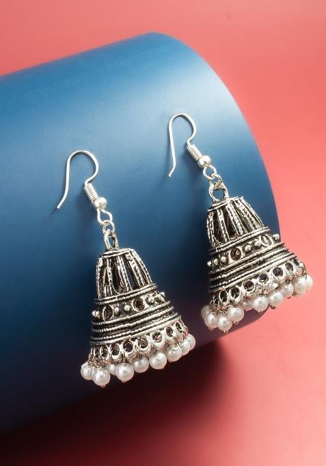 Silver Alloy Jhumka Earring