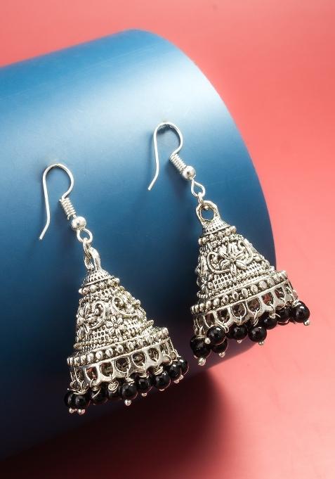Silver Alloy Jhumka Earring