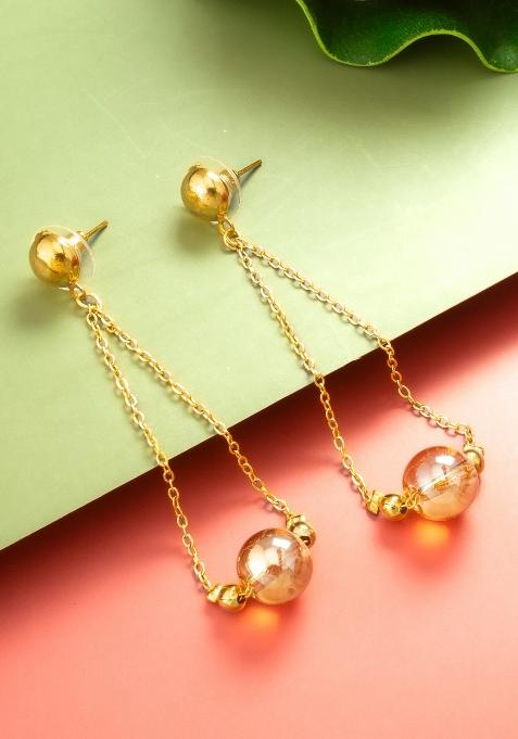 Golden Alloy Drop Earring