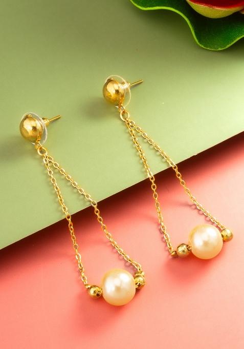 Golden Alloy Drop Earring
