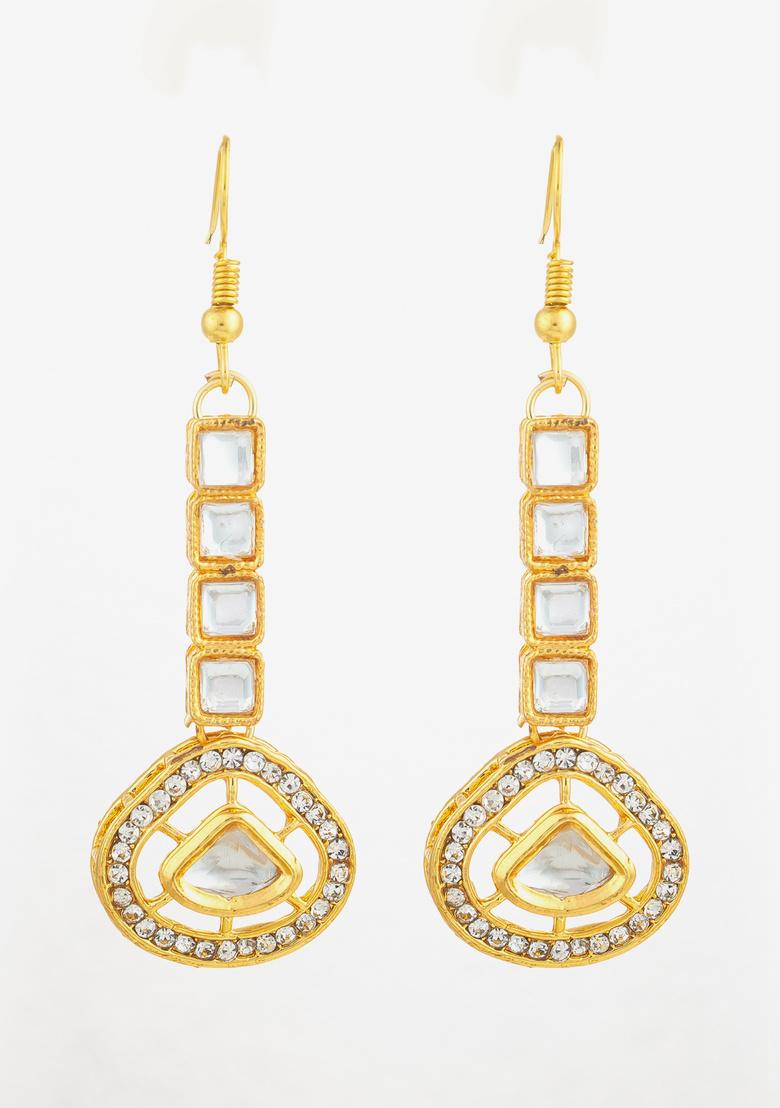 White Alloy Earrings - Indya