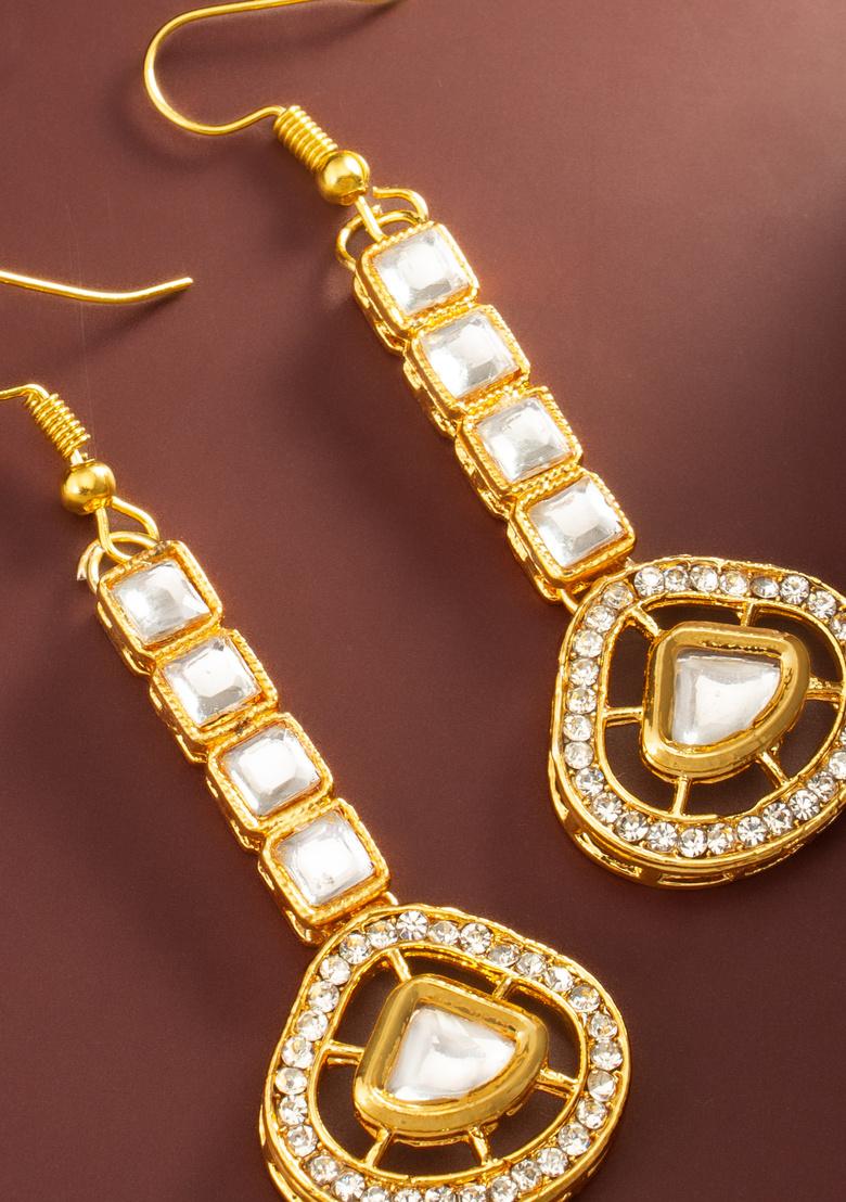 White Alloy Earrings - Indya