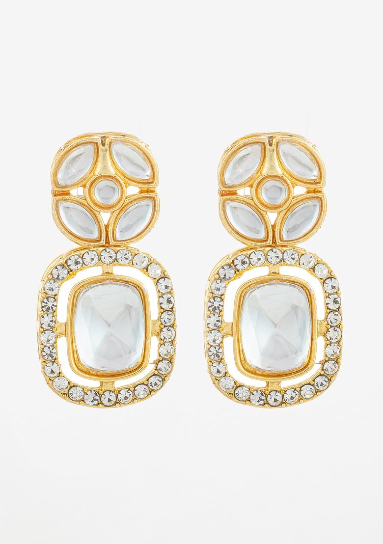 White Alloy Earrings - Indya
