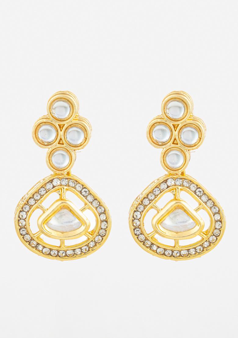 White Alloy Earrings - Indya
