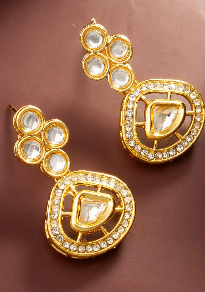 White Alloy Earrings - Indya