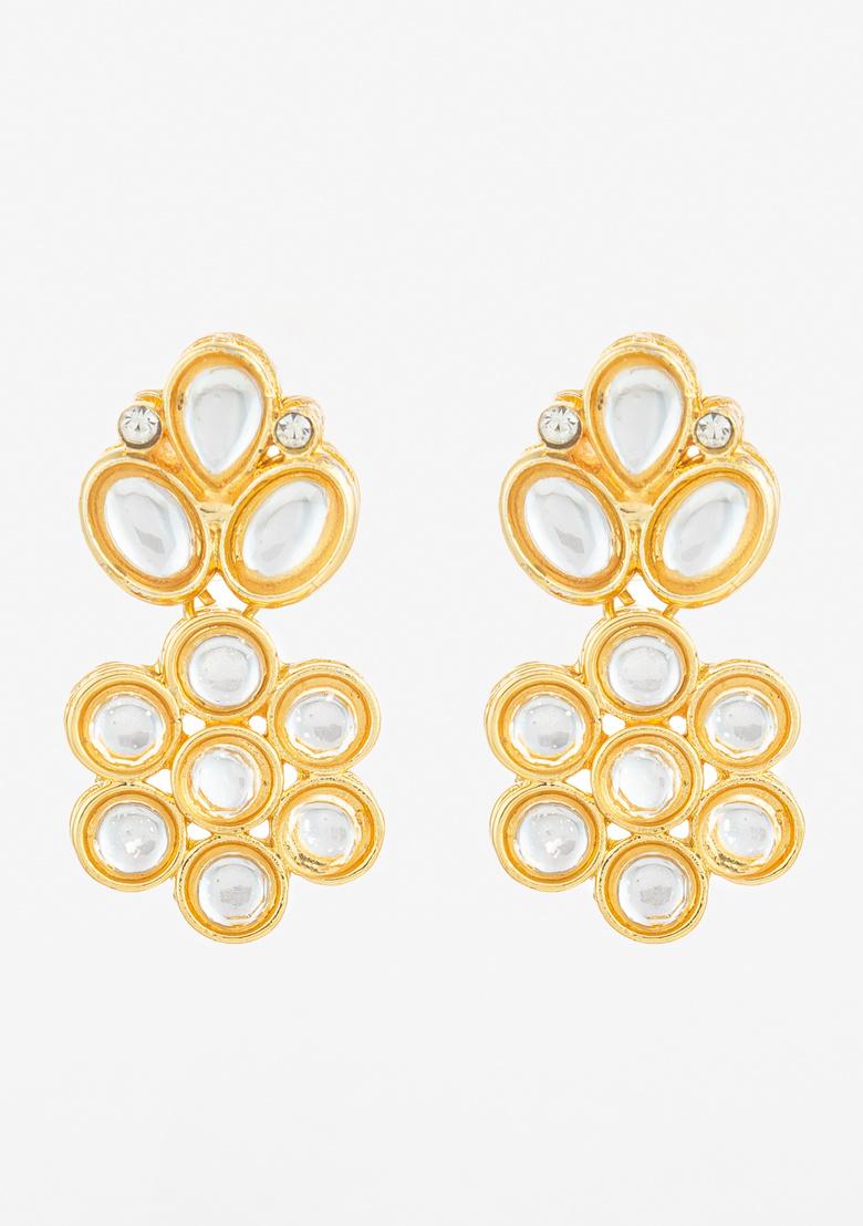 White Alloy Earrings - Indya