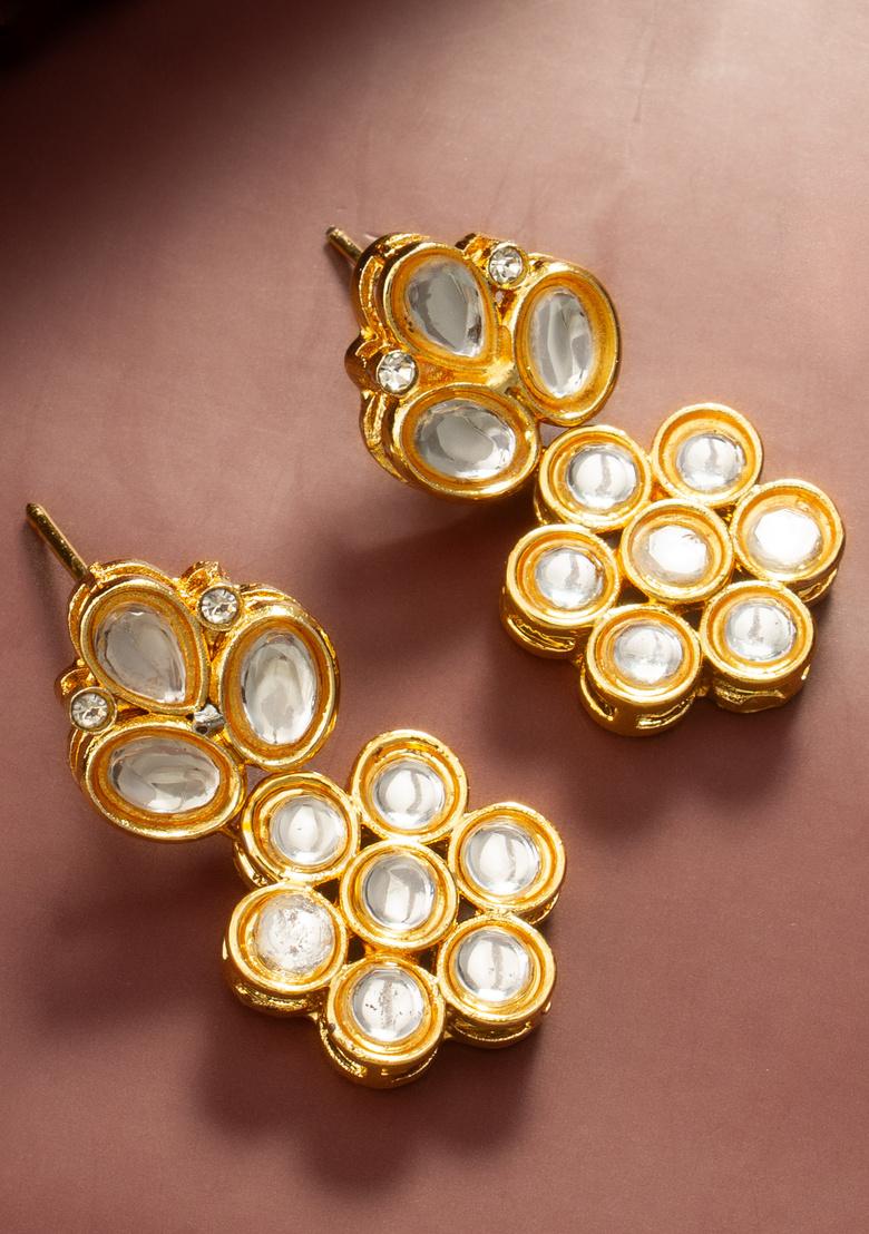 White Alloy Earrings - Indya