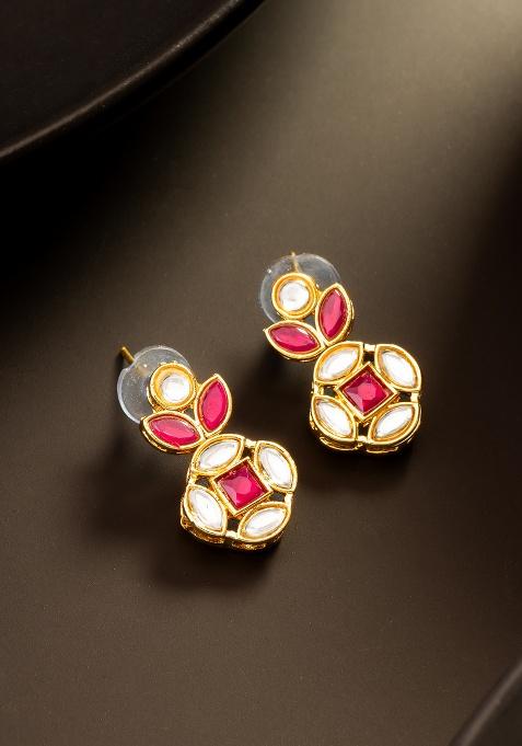 Red And White Alloy Earrings