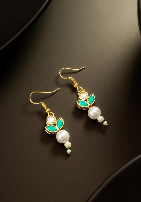 Green And White Alloy Earrings