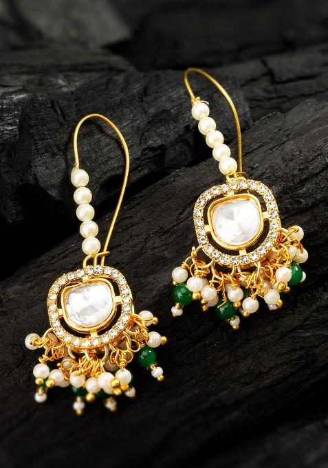 Green And White Alloy Earrings