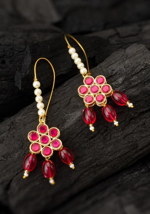 Pink And White Alloy Earrings