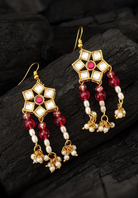 Pink And White Alloy Earrings