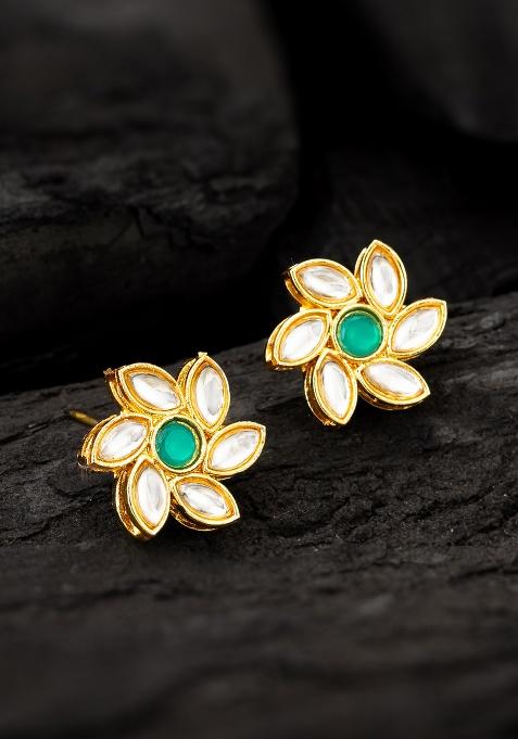 White And Green Alloy Earrings