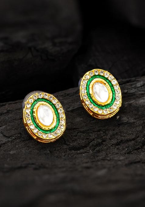 White And Green Alloy Earrings