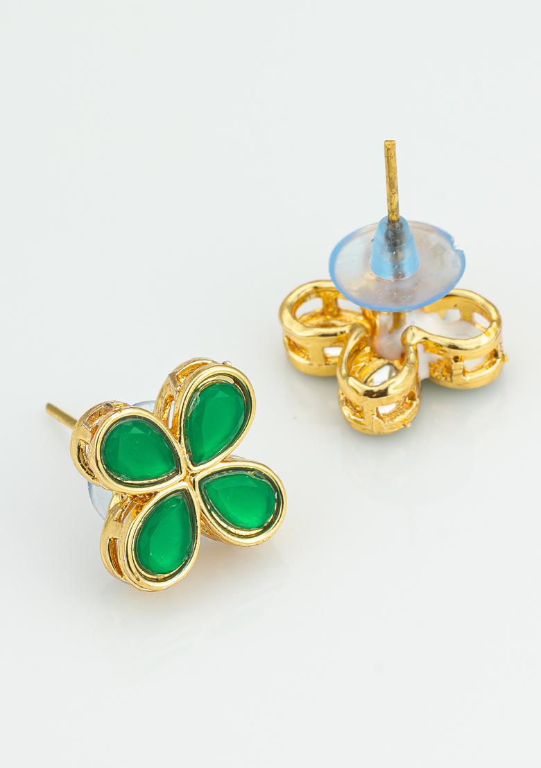 Green Alloy Earrings - Indya