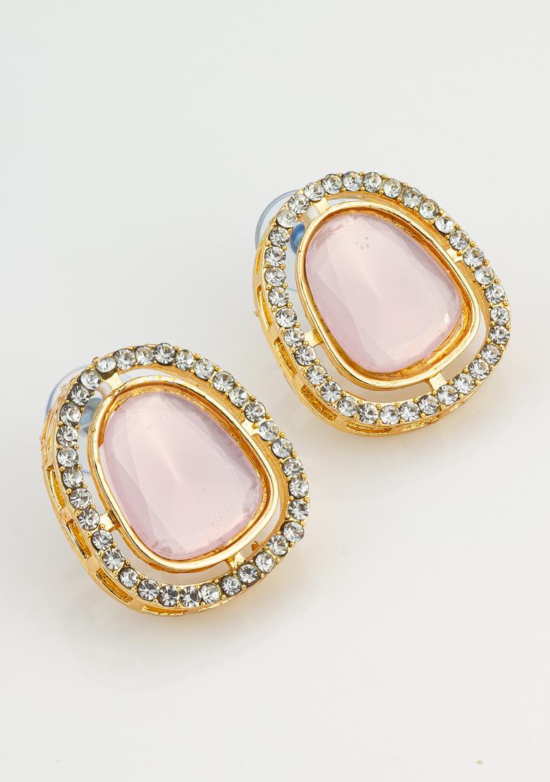 Light Pink Alloy Earrings - Indya