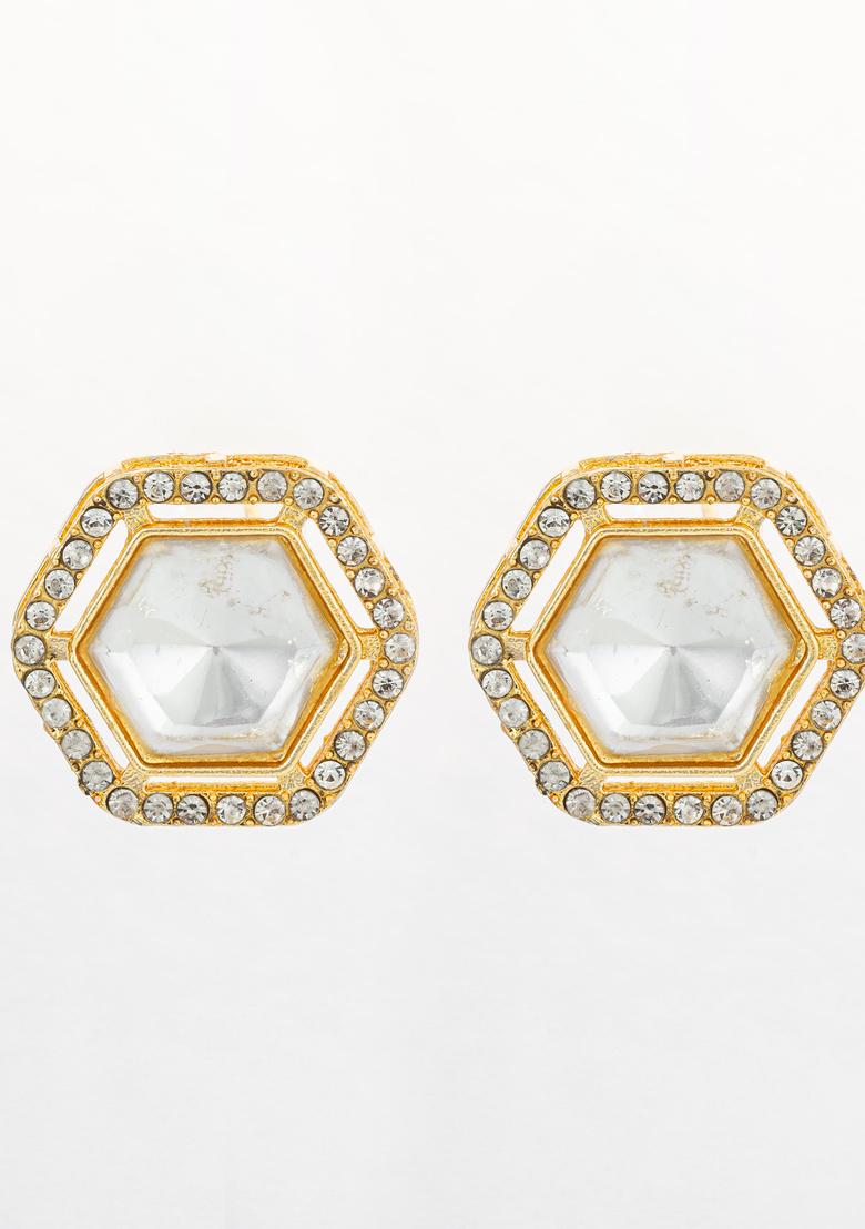White Alloy Earrings - Indya