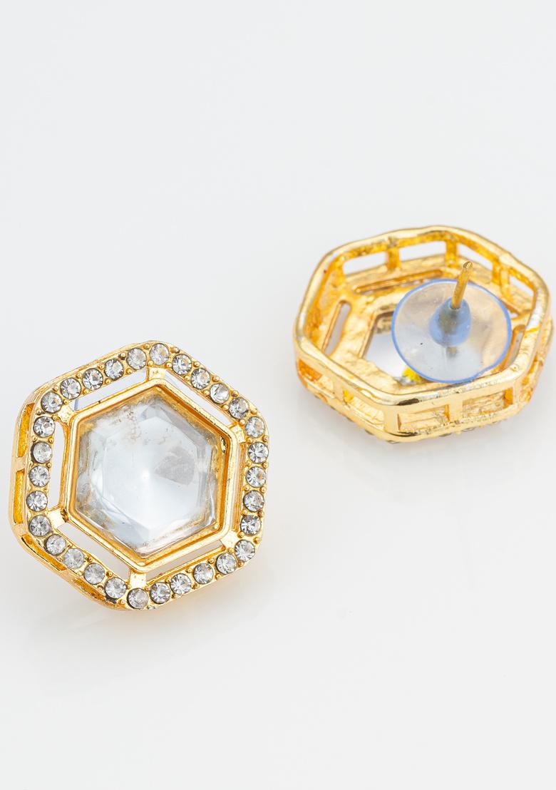 White Alloy Earrings - Indya