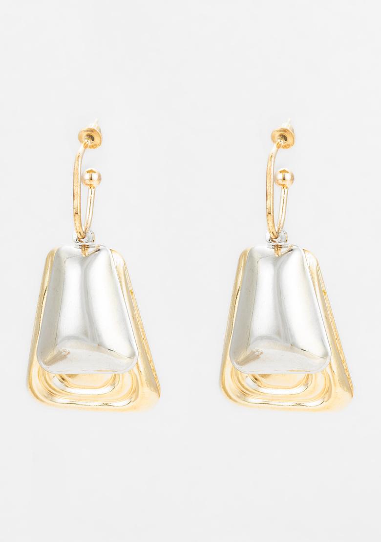 Golden And Silver Alloy Earrings - Indya