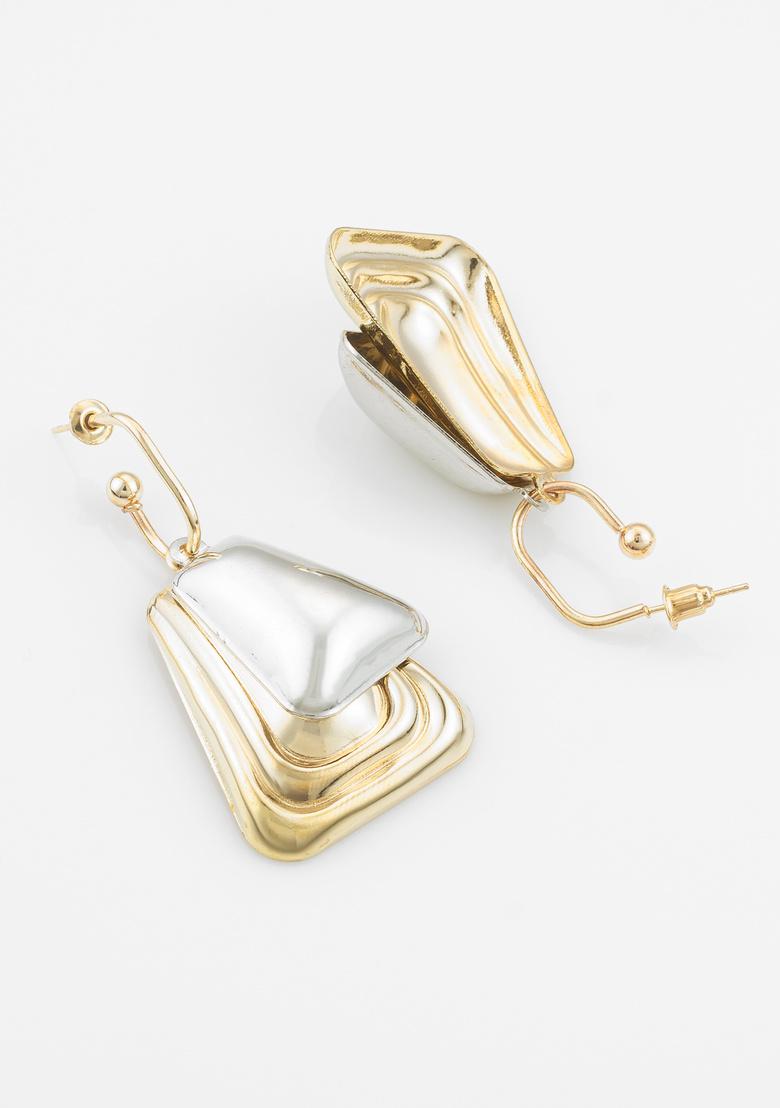 Golden And Silver Alloy Earrings - Indya