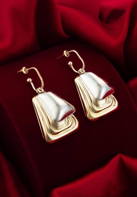 Golden And Silver Alloy Earrings