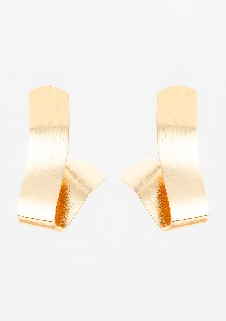 Golden Alloy Earrings - Indya