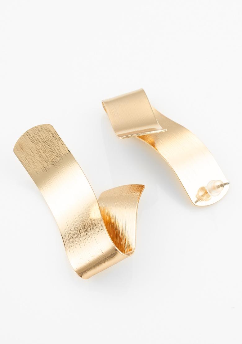 Golden Alloy Earrings - Indya