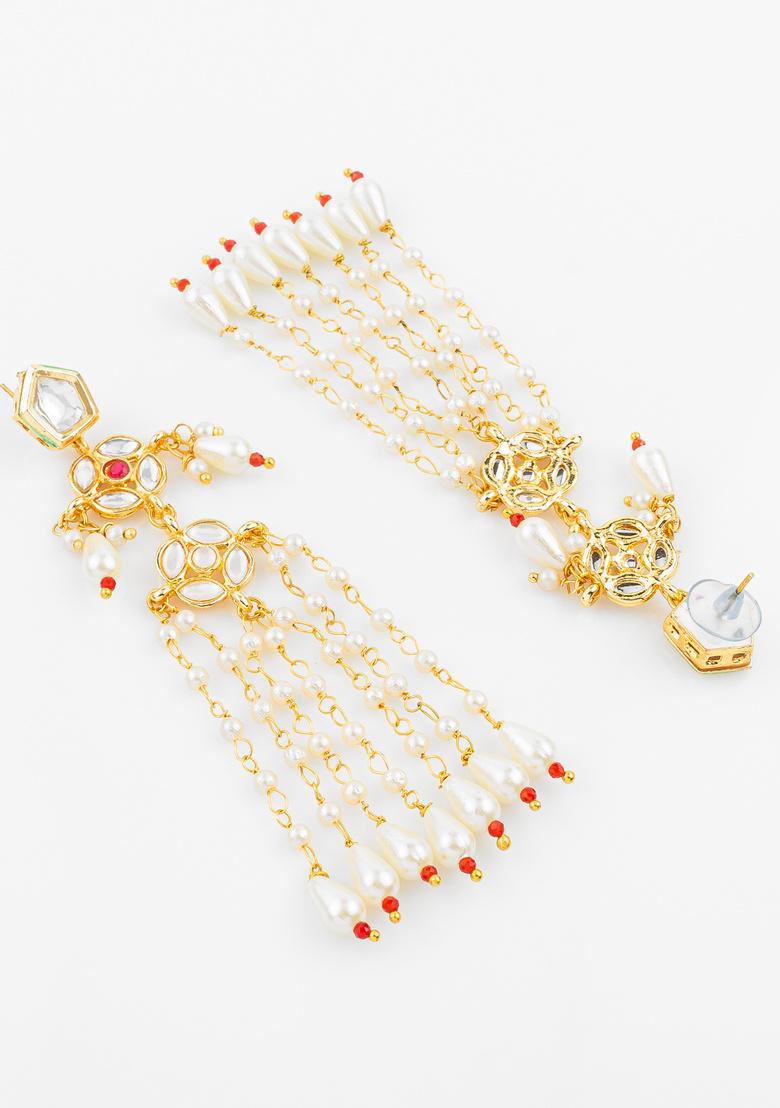 White Alloy Earrings - Indya