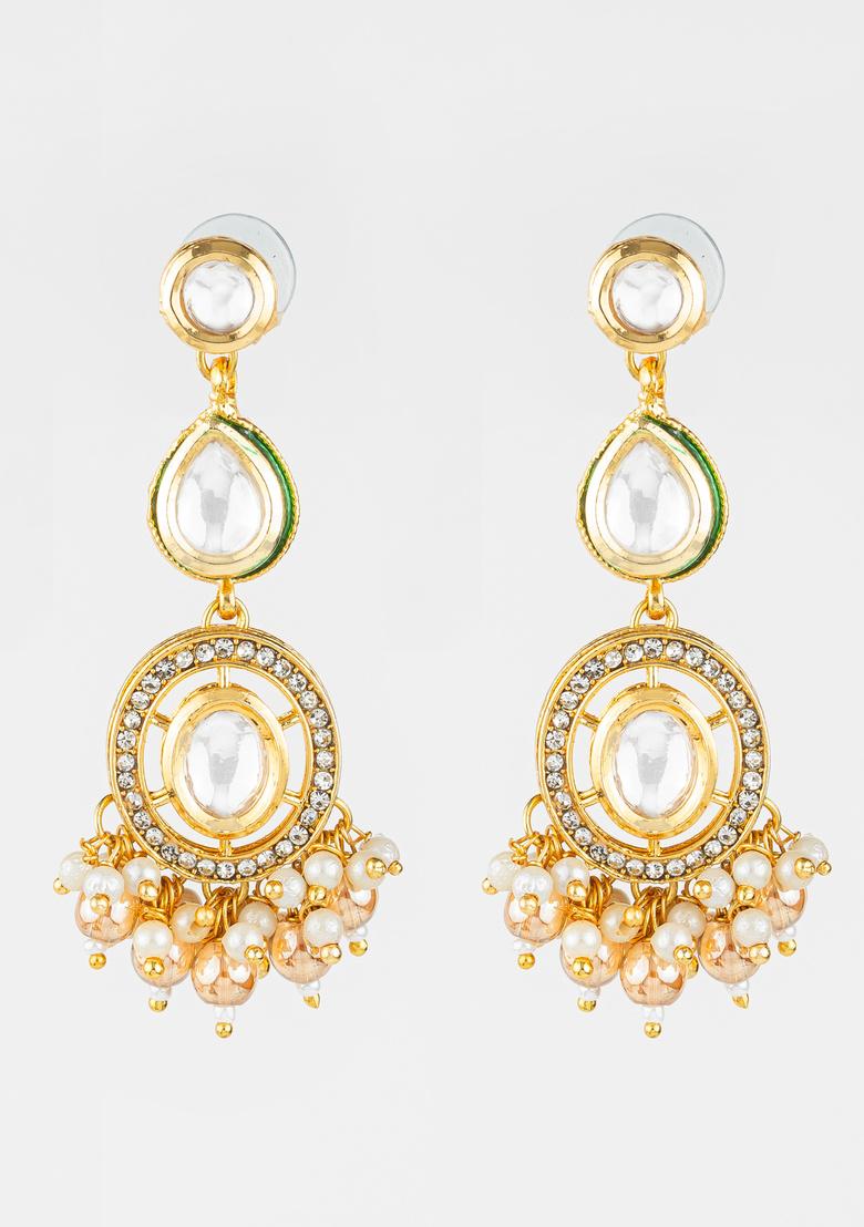 White Alloy Earrings - Indya