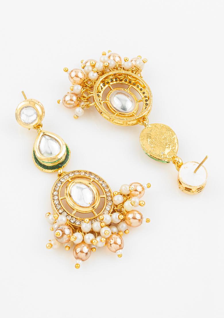 White Alloy Earrings - Indya