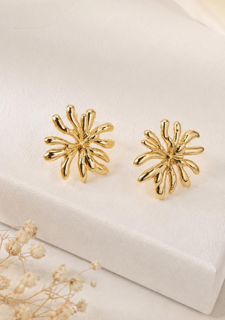 Gold Alloy Earrings - Indya