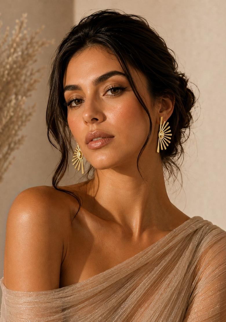 Gold Alloy Earrings - Indya