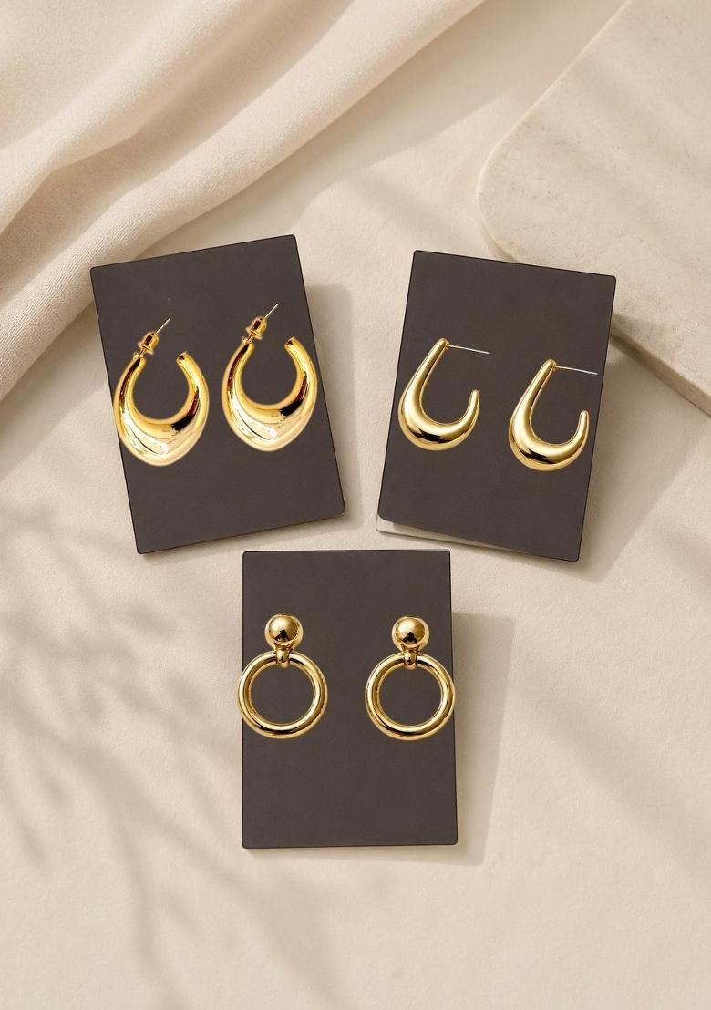 Gold Alloy Earrings - Indya
