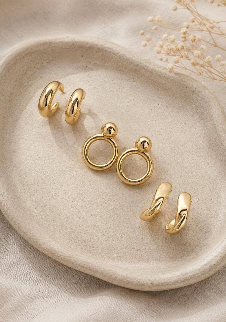 Gold Alloy Earrings - Indya