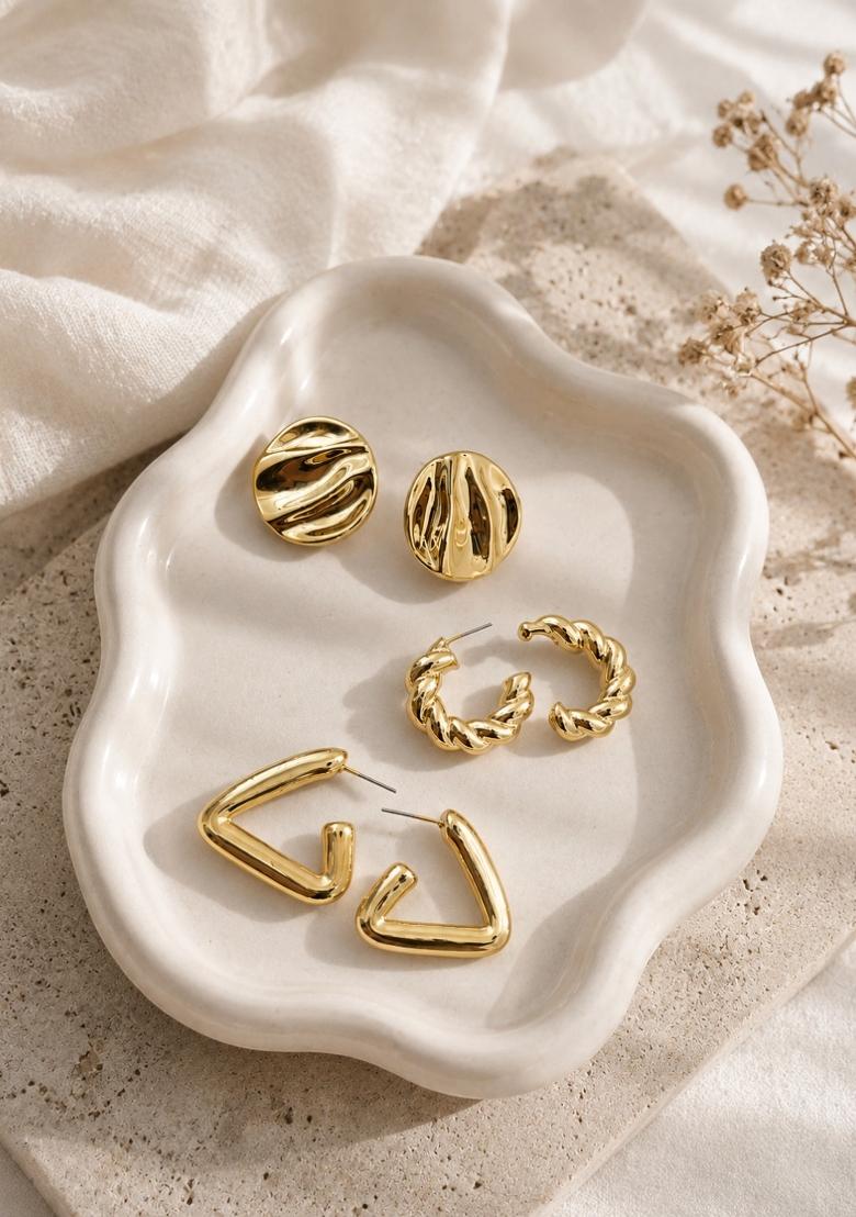 Gold Alloy Earrings - Indya