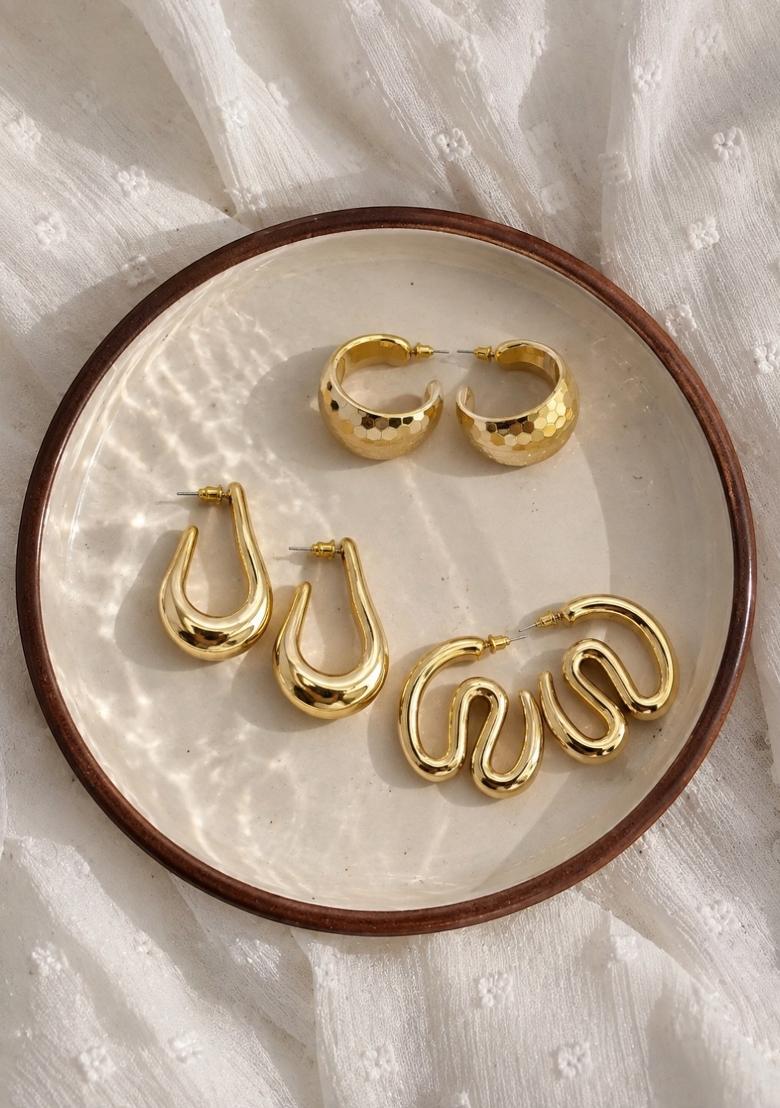 Gold Alloy Earrings - Indya