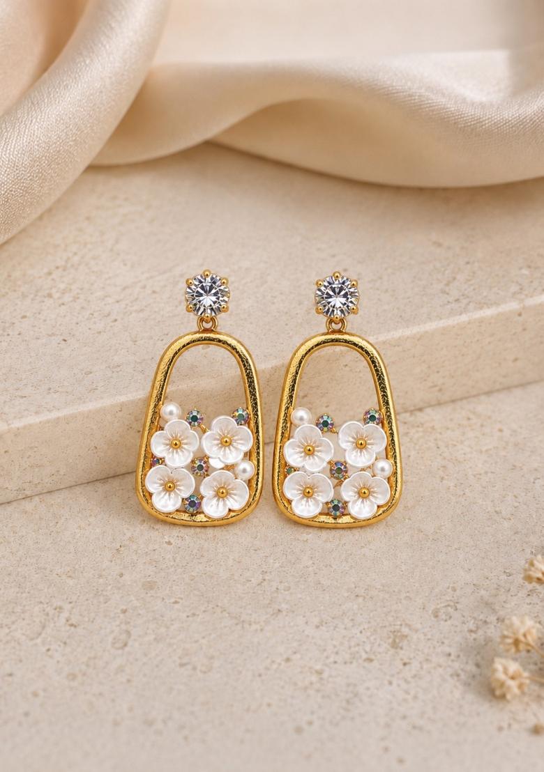 Gold Alloy Earrings - Indya