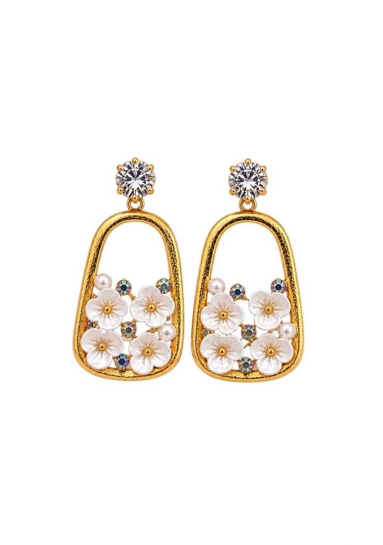 Gold Alloy Earrings - Indya