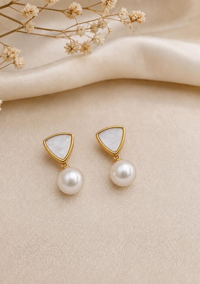 Gold Alloy Earrings - Indya