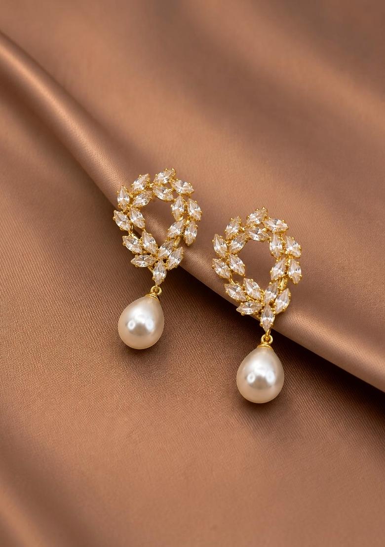 Gold Alloy Earrings - Indya