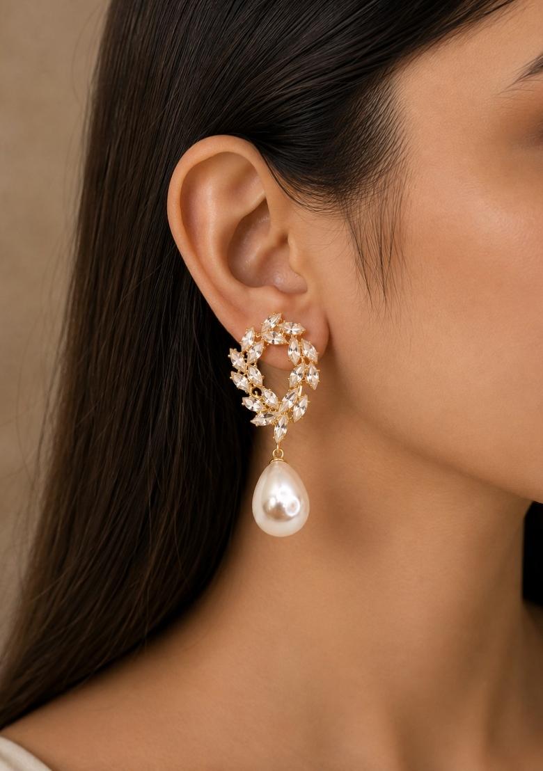 Gold Alloy Earrings - Indya