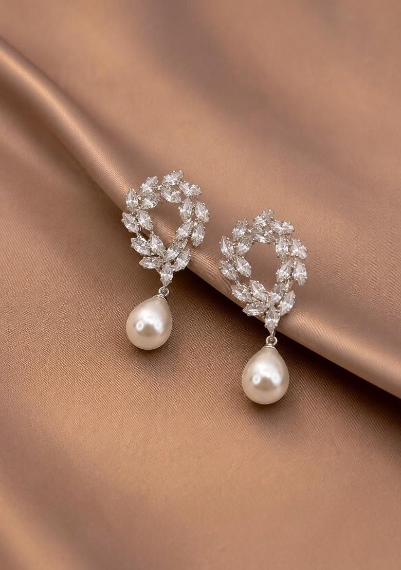 Silver Alloy Earrings - Indya